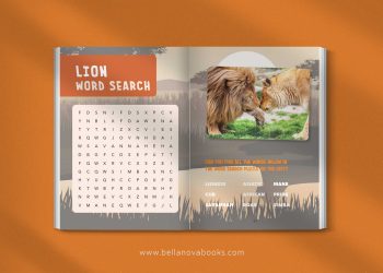 interactive page of the lion book for kids