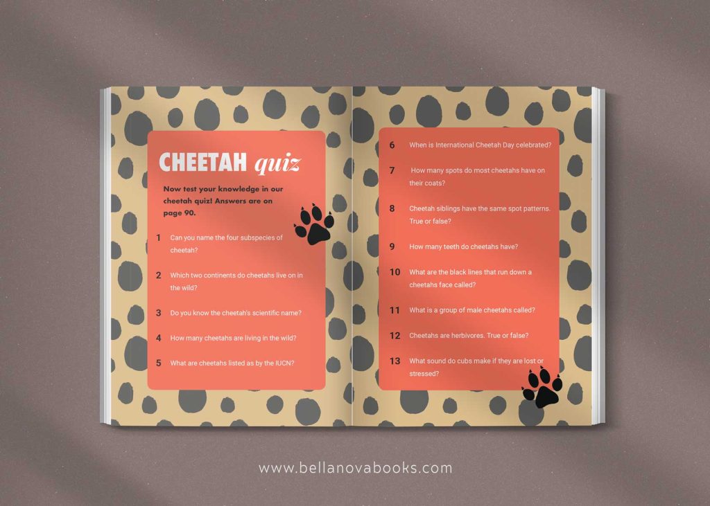 cheetah book for kids including fun quiz