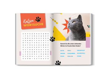 Vorschau der interaktiven Quiz- und Wortsuche-Seite aus dem Katzenbuch