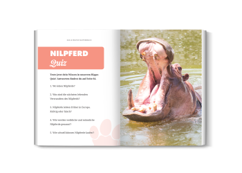 Quiz- und Rätselseite aus dem Nilpferdbuch für Kinder