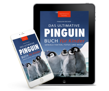 Tablet-Mockup mit E-Book-Version von Das Ultimative Pinguinbuch