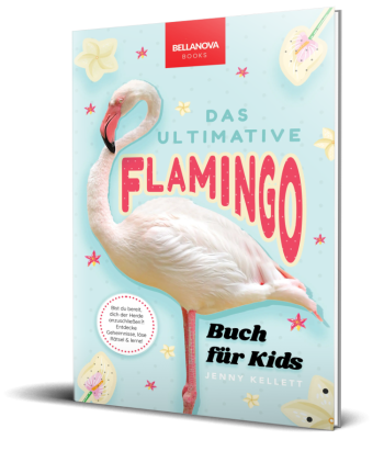 Cover von „Flamingos: Das Ultimative Buch“ mit farbenfrohem Flamingo