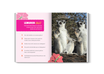 Lemuren-Quiz und Wortsuche im interaktiven Kinderbuch