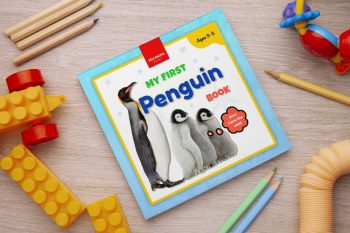 My First Penguin Book for Kids cover with colorful penguin photo for toddlers aged 3–5.