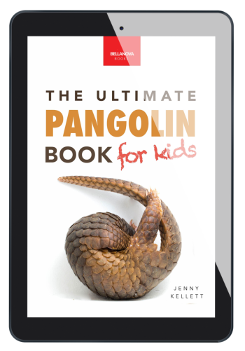 Digital eBook cover of The Ultimate Pangolin Book for Kids showing colorful pangolin images and title.