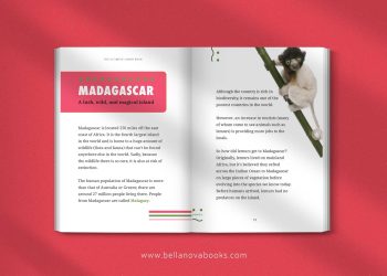 Interior spread with fun lemur facts and colorful photographs.